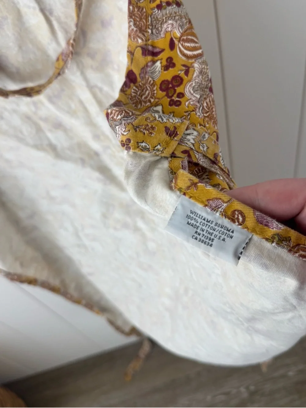 Williams Sonoma Yellow Floral Pumpkin Fall Autumn Cotton Adult Apron‎